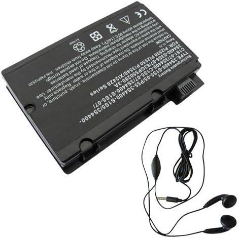 Amsahr 6 Cell, 4400 mAh Replacement Battery for FUJITSU PI2450, Pi2530, Pi2550, Pi3540, Xi2428 and Stereo Earphones (PI2450)