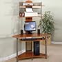 Studio RTA A-Tower Corner Wood Computer Desk with Hutch in Pewter and Cherry