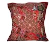 Vintage India Sari Patchwork Candy Apple Red Beaded Floor Pillow Cover 24" Free Shipping