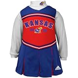 NCAA adidas Kansas Jayhawks Youth Crimson-Royal Blue 2-Piece Turtleneck & Cheerleader Dress Set (Large)
