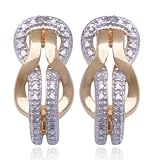 18k Yellow Gold Plated Sterling Silver Diamond-Accent Small Post Earrings
