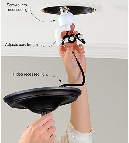 Worth Home Products Instant Screw in Pendant Light with Wire Cage Shade Transitional Recessed Light Conversion Kit for 6" and 4" Recessed Mounted Cans Ceiling Light Fixtures