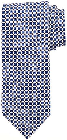 Robert Jensen Finest Silk Handmade Men's Neck Tie - Printed Square Dot Motif (White Blue Brown)