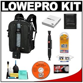 Lowepro Vertex 200 AW Digital SLR Camera Backpack (Black) + Accessory Kit for Canon Rebel XSi, XS, T1i, XTi, 50D, 7D, Nikon D40, D60, D3000, D5000, D90, D300, D300s, D700, Olympus Evolt E-30, E-450, E-520, E-620, and Sony Alpha A230, A330, A380, A500, A550, A700 Digital SLR Cameras