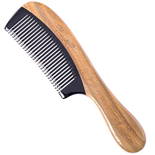 Breezelike no static black buffalo horn comb with sanda…