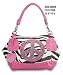 New Zebra Print Handbags and Purses with Rhinstone Peace Sign Hobo Tote Bag Fuchsia