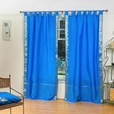 Indo Blue Tab Top Sari Sheer Curtain (43 in. x 84 in.)