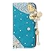 S4 Case,Samsung Galaxy S4 Case - Mavis's Diary 3D Handmade Wallet PU Leather with Bling Crystal Love Heart Pendant Shiny Diamond Flower Card Holder Magnetic Flip Folio Cover & Cleaning Cloth (Blue)