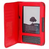 GTMax Leather Protector Cover Case with CC slot - Red for Kindle 3 3G + Wi-Fi 3rd Generation