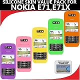 Silicone Skin 5 pc. Value Pack for your Nokia E71, E71x (Purple, Light Pink, Yellow, Orange, Green) Bonus DBRoth Microfiber Cleaning Cloth Included
