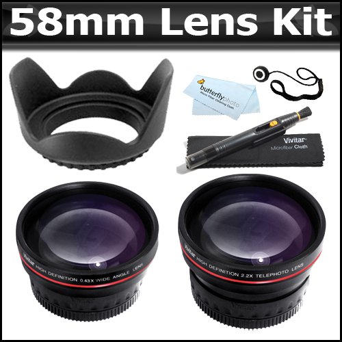 58mm Bundle 2x Telephoto HD Zoom Lens + 0.45x 