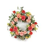 Melrose International Roses and Dogwood Polyester Wreath