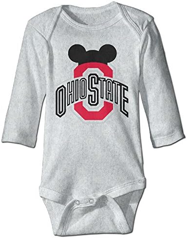 HYRONE Ohio State Buckeyes Football Baby Bodysuit Long Sleeve JumpSuit Romper Size 18 Months Ash