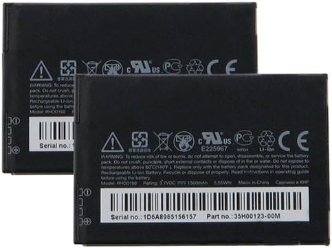 Replacement Battery for HTC RHOD160 / BTR5875 / BA S390 / BA S380 / 35H00123-11M / 35H00124-01M / 35H00123-03M / 35H00123-00M / 35H00123-02M / 35H00123-22M / 35H00127-04M / BLI 1159-1.5 / RHODIUM 100 / RHODIUM 300 / RHODIUM W / BTR5875B (2-Pack, Bulk Packaging)