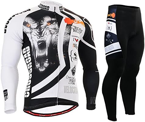 Outdoor Cycling MTB Compression Tights White Wolf Jersey f_d010 White S
