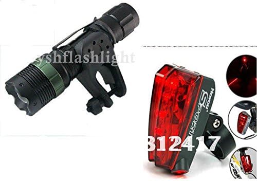 ChicSport SA-9 Flashlight 400Lumens 7W CREE Q5 LED Adjustable ZOOMABLE Torch bicycle light+holder+Red Lear Rear light