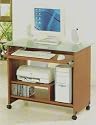 All new item Brown wood finish computer desk with frosted glass top