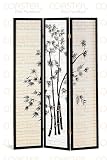 Bamboo Print 3 Panel Black Framed Room Screen/divider