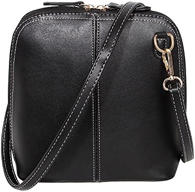 Allyseed Crossbody Women PU Leather Shell Bag Small Lady Shoulder Bag Oblique Cross Tide Messenger Bag (Black)