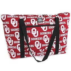 University of Oklahoma Tote Bag Deluxe OU Logo with COTTON FABRIC Surface and WATERPROOF LINING