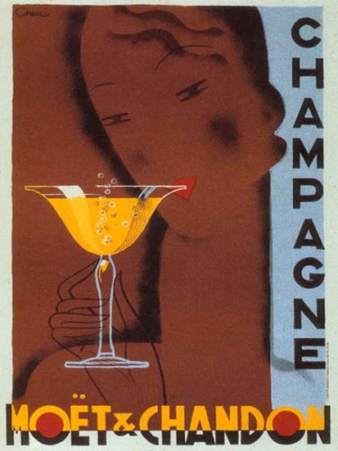 GLASS OF CHAMPAGNE MOET CHANDON FRANCE FRENCH 15" X 18" VINTAGE POSTER REPRO