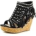 Not Rated Frolic In Fringe Women Open Toe Canvas Wedge Sandal