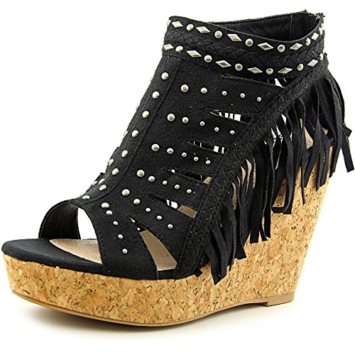 Not Rated Frolic In Fringe Women Open Toe Canvas Wedge Sandal