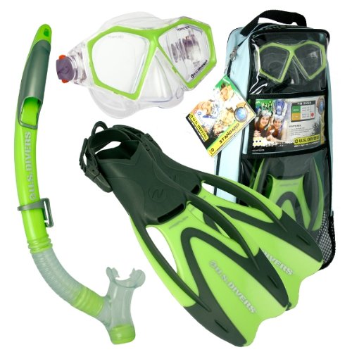 US Divers Junior Mask Fin Jr Snorkel Set, with Snorkeling Backpack