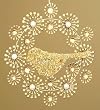 Winter's Beauty Beaded Gold Wreath with Bird Christmas Ornament
