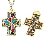 1 1/2 Monogram of Christ Cross Gold Plated Stained Glass Pattern 893