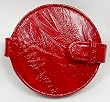 Ann Taylor Round Leatherette Pocket Mirror ~ Red