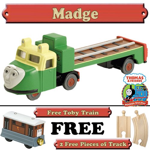 Madge from Thomas The Tank Engine Wooden Train Set - Free 2 Pieces of Track & Free Toby Train