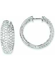 Genuine 14K White Gold Diamond In-Out Hinged Hoop Earrings 11.1 Grams of Gold