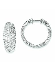 5.5 Carat 14K White Gold Diamond In-Out Hinged Hoop Earrings