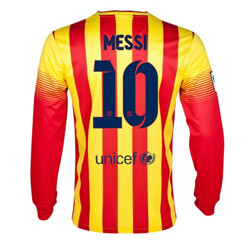 2013-14 Barcelona Away Long Sleeve Shirt (Messi 10)