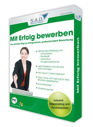 Erfolgreich bewerben, CD-ROM Der schnelle Weg zur erfolgreichen, professionellen Bewerbung. Inklusive Videotraining und Fotobeispiele. Für Windows XP(SP2)/Vista