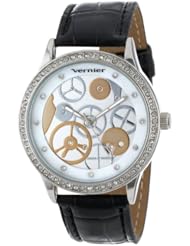 Vernier Womens VNR11078SSB Automatic Skeleton Dial Polyurethane Strap Quartz Watch