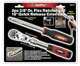 Ampro T29750 3/8-Inch Drive Flex Ratchet and 10-Inch Quick Release Extension, 2-Piece