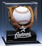 HOUSTON ASTROS AUTOGRAPH BASEBALL DISPLAY CASE w/ GLOVE