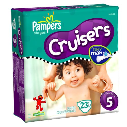 PAMPERS CRUISERS SIZE 5 , JUMBO PACK 27+ LBS 6X23