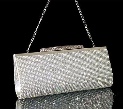 Crystals Rhinestones Prom Clutch Evening Handbag Purse Shinny Sliver