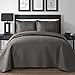 Extra Lightweight 3 Piece King & Queen Home Thermosonic Embossed Frame Coverlet Bedspread Set (King/Cal King, Gray)