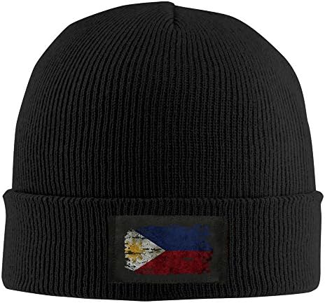 Flag Of Philippines Tattered Fashion Unisex Acrylic Watch Knit Hat Black