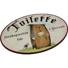 Schild T�rschild aus Holz f�r das WC Schriftzug TOILETTE SITZKAPAZIT�T F�R EINE PERSON im Antik Design