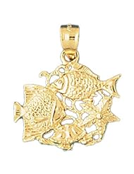 Dazzlers Solid 14 karats Gold Angelfish Goldfish Charm Pendant available in three colors from jewelsberry (weights: 1.9 grams only)