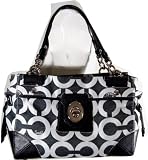 Coach Peyton Canvas Signature OP Art Carryall Tote 14515 White-Black