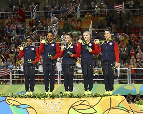 SPORTSPHOTOSUSASPORTSPHOTOSUSA Final Five 2016 Rio Olympics USA Gymnastics Team Gold Medal 8x10 Photo