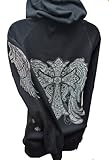 Cross Angel Wing Crystal Rhinestone Black Hoodie