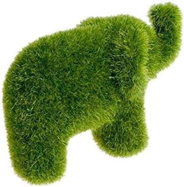 Ppmart Artificial Grass Elephant Shaped Desk Ornament (Green)