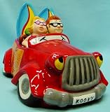 Surfer Family Car Plates Cookie Jar with Salt & Pepper
